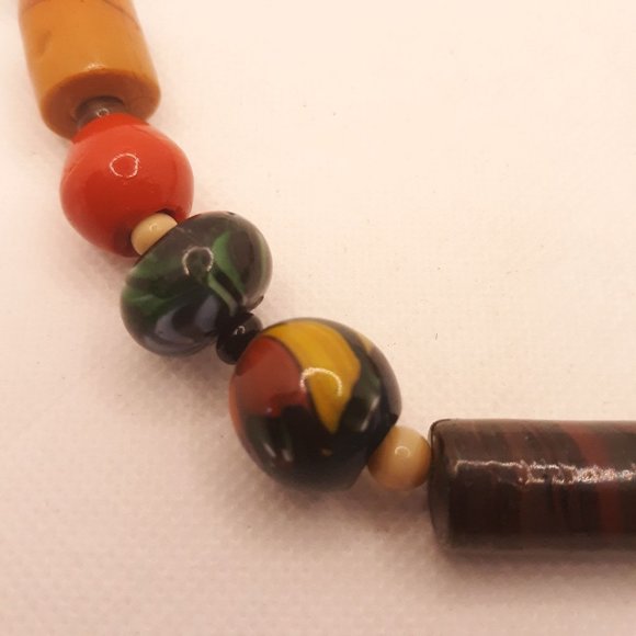Multi Color Art Glass Bead Necklace - Picture 2 of 8